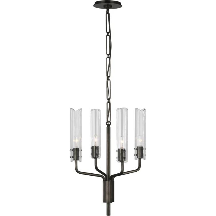 Elegant Petite Bronze Crystal Candle Chandelier 20.5"
