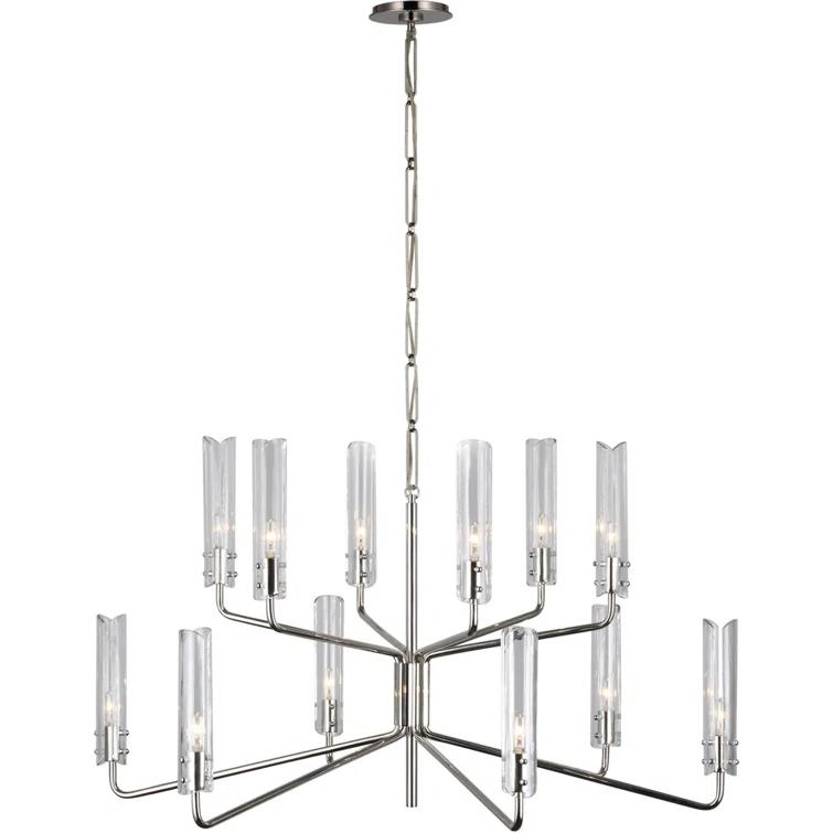 Casoria Polished Nickel 12-Light Two-Tier Chandelier