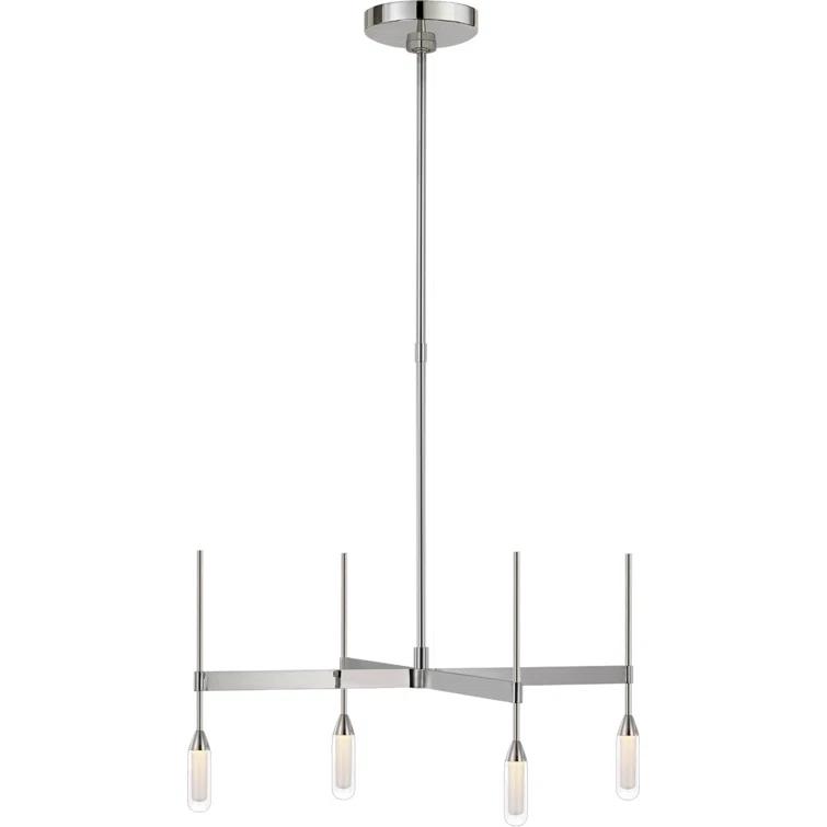 Polished Nickel and Crystal 4-Light LED Chandelier
