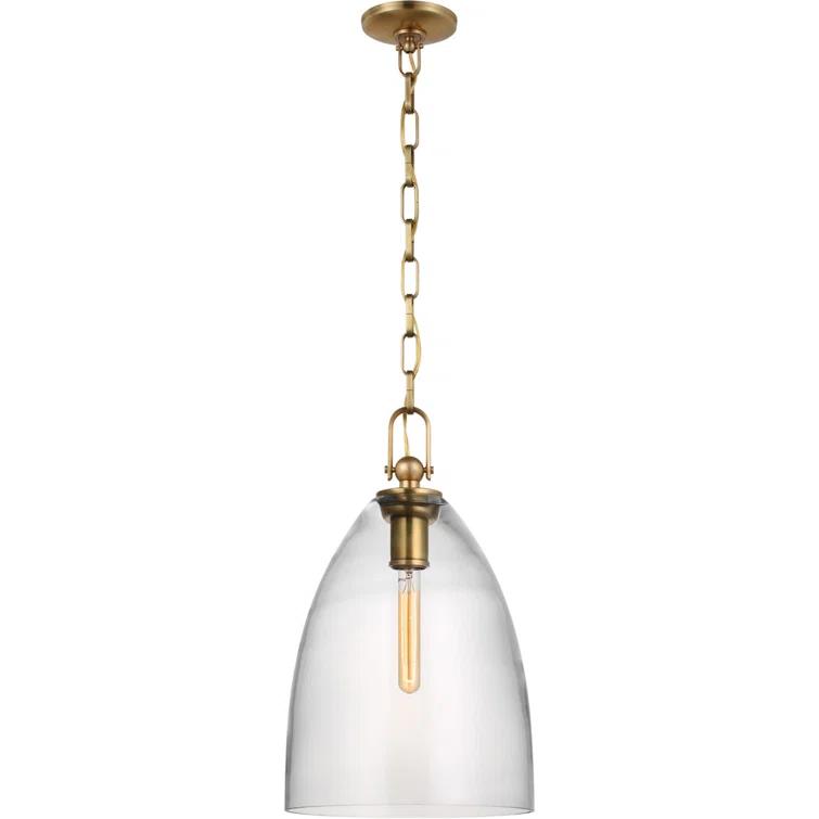 Andros Tulip-Shaped Glass Pendant Light in Polished Nickel