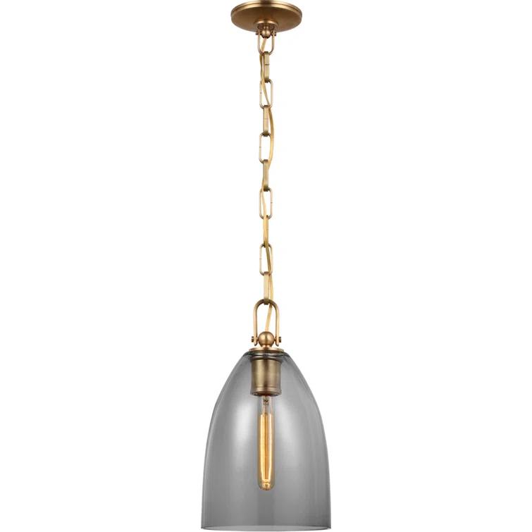 Andros Polished Nickel 15'' Tulip-Shaped Glass Pendant Light
