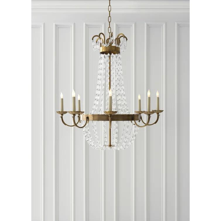 Antique-Burnished Brass Paris Flea Market Crystal Chandelier