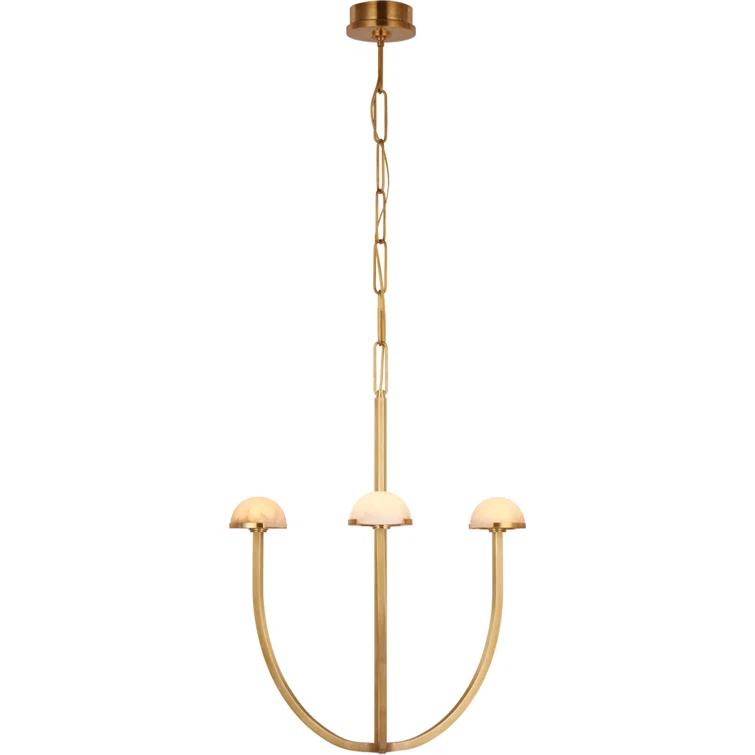 Antique Brass and Alabaster Medium Chandelier with LED Light