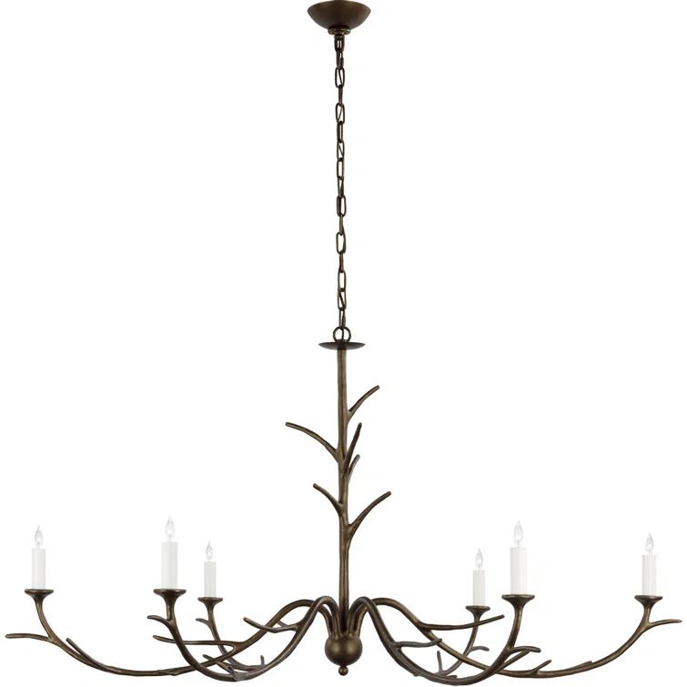 Iberia Antique Bronze Leaf Crystal 30" Plug-in Chandelier