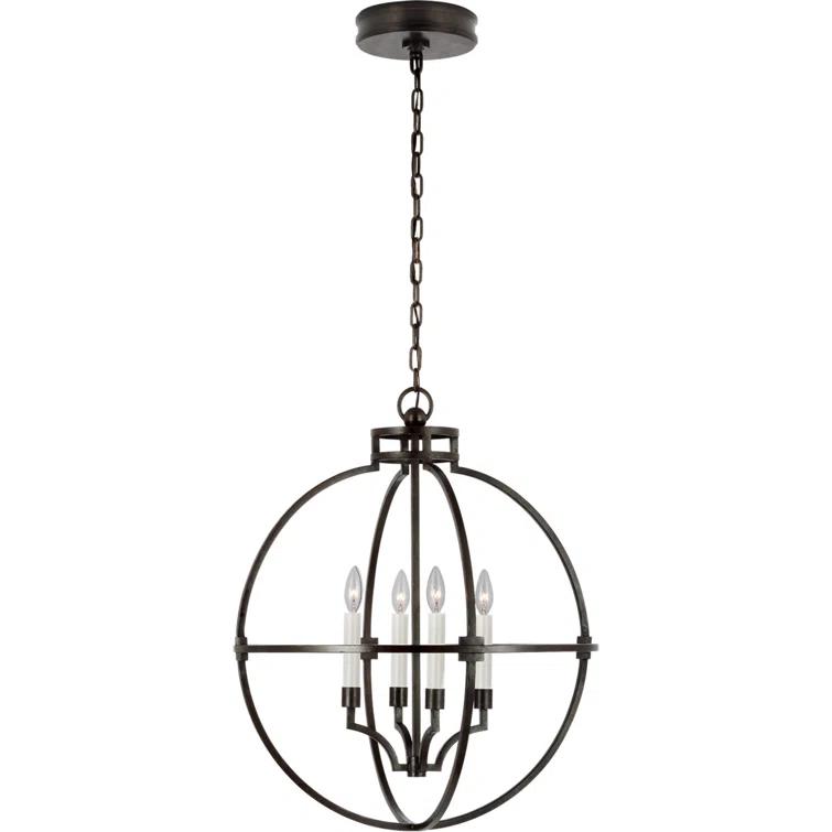 Aged Iron Globe LED Crystal Chandelier