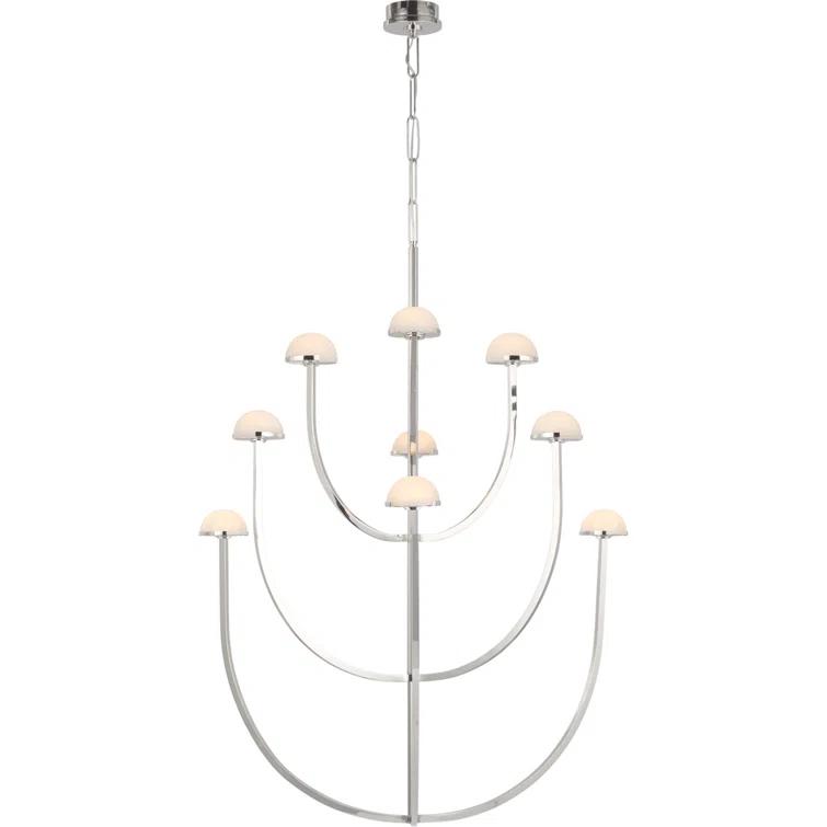 Pedra Polished Nickel 52" LED Chandelier with Alabaster Accents