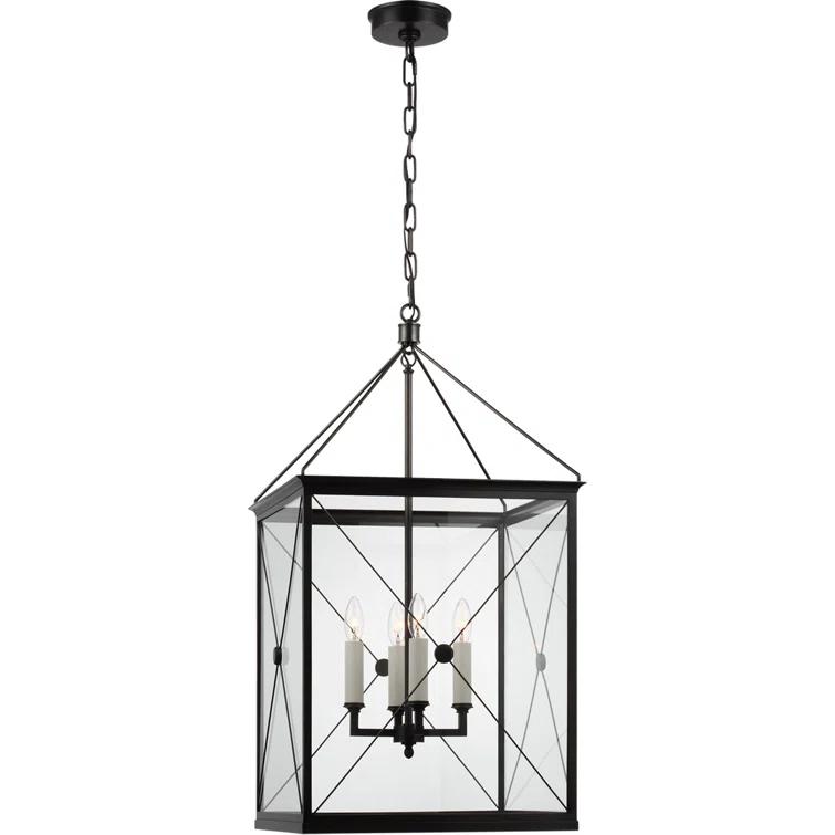 Rossi 33.5'' Bronze and Polished Nickel LED Pendant Light with Glass Accents