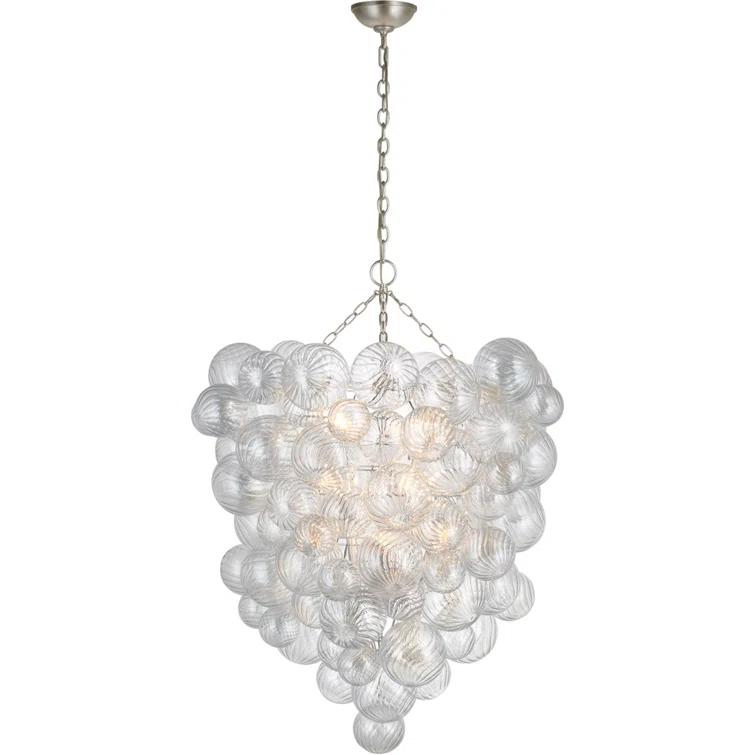 Talia Grande Burnished Silver Leaf 12-Light Crystal Chandelier