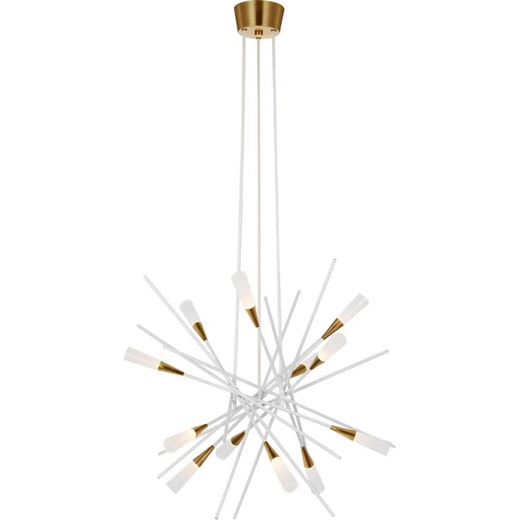 Stellar Matte White and Brass 12-Light LED Chandelier