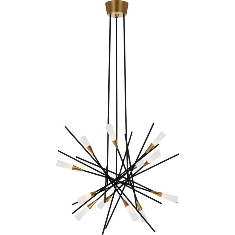 Stellar 12-Light Matte Black and Brass LED Chandelier