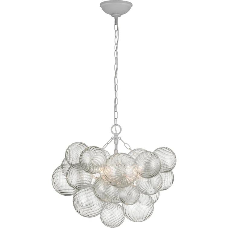Amalia Plaster White and Clear Glass 3-Light Chandelier