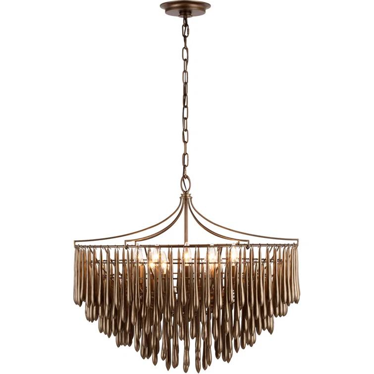 Antique Bronze Leaf Crystal Candle Chandelier