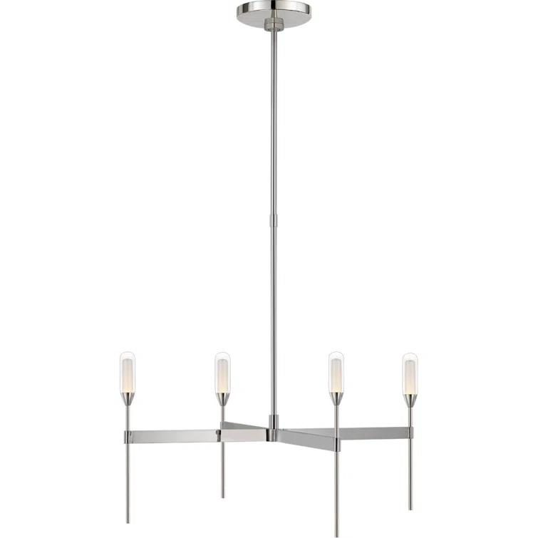 Polished Nickel Crystal 4-Light LED Chandelier