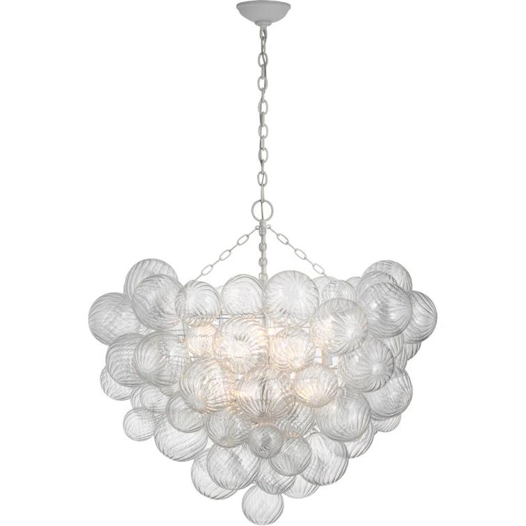 Talia Plaster White 12-Light Glass and Steel Chandelier