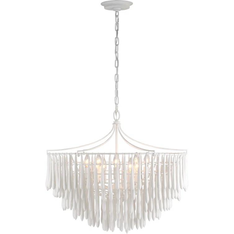 Plaster White Crystal 10-Light Chandelier