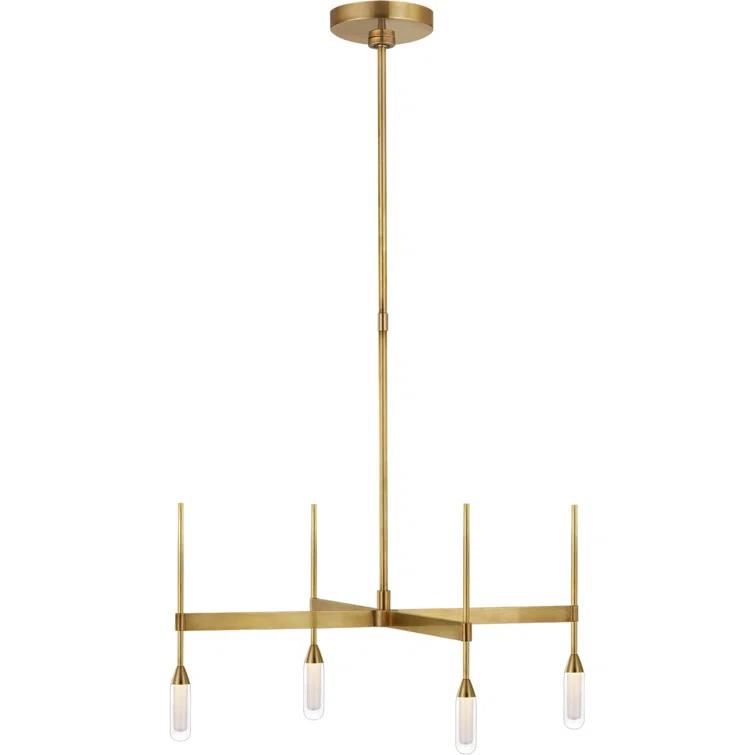 Overture Grande 4-Light LED Chandelier in Natural Brass and Crystal