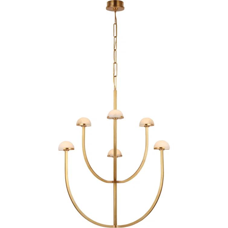 Pedra Antique Brass and Alabaster 6-Light LED Chandelier