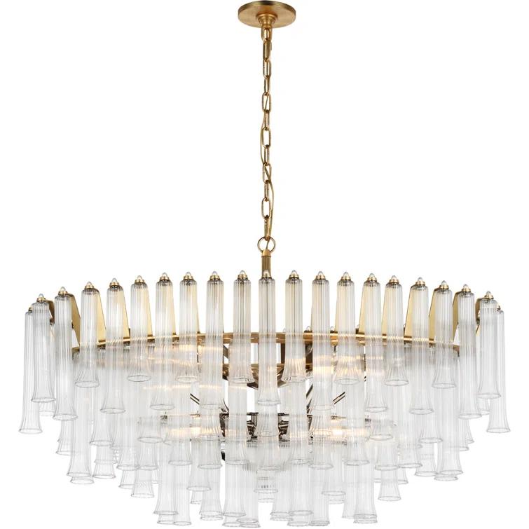 Gilded Nickel Crystal Candle 6-Light Chandelier