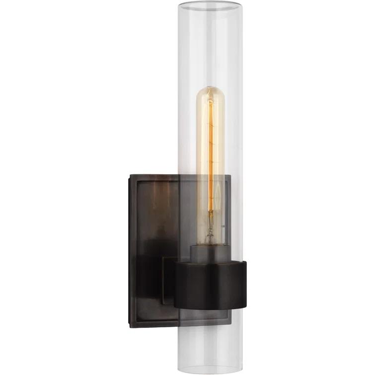 Presidio 14-inch Bronze and Black Cylinder Outdoor Wall Sconce