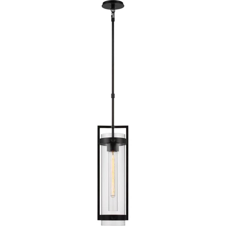 Kears Aged Iron Dual Glass Cylinder Indoor/Outdoor Pendant