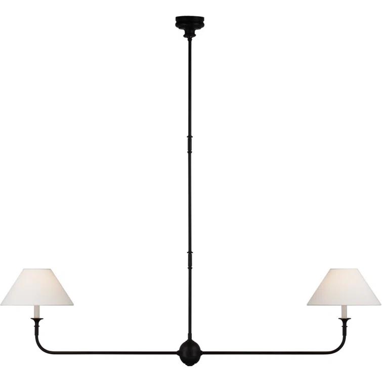 Aged Iron and Ebonized Oak 62" Crystal LED Pendant Light