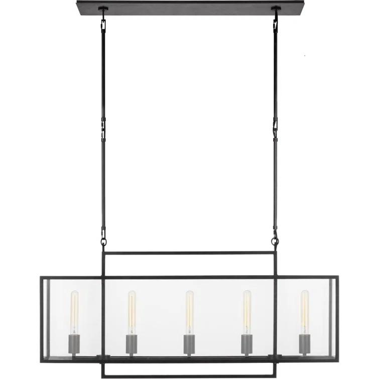 Halle Black Aged Iron LED Glass Linear Chandelier