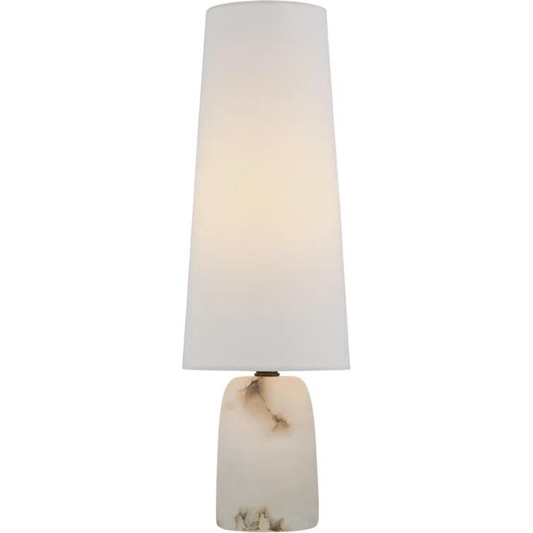 Alabaster Cordless Outdoor LED Table Lamp with Linen Shade