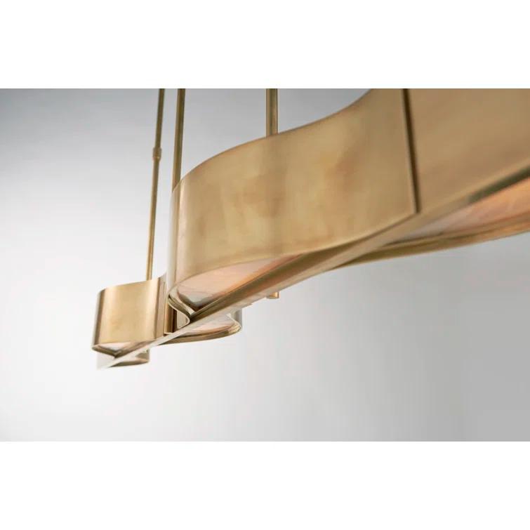 Avant 60'' Wave-Effect Antique-Burnished Brass Linear Pendant