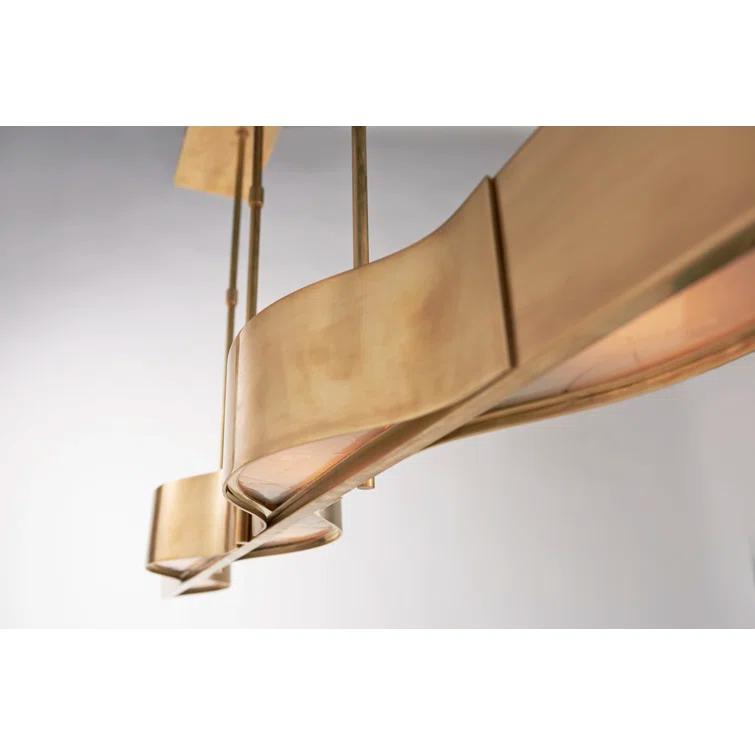 Avant 60'' Wave-Effect Antique-Burnished Brass Linear Pendant