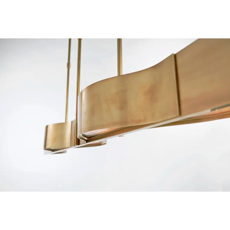 Avant 60'' Wave-Effect Antique-Burnished Brass Linear Pendant