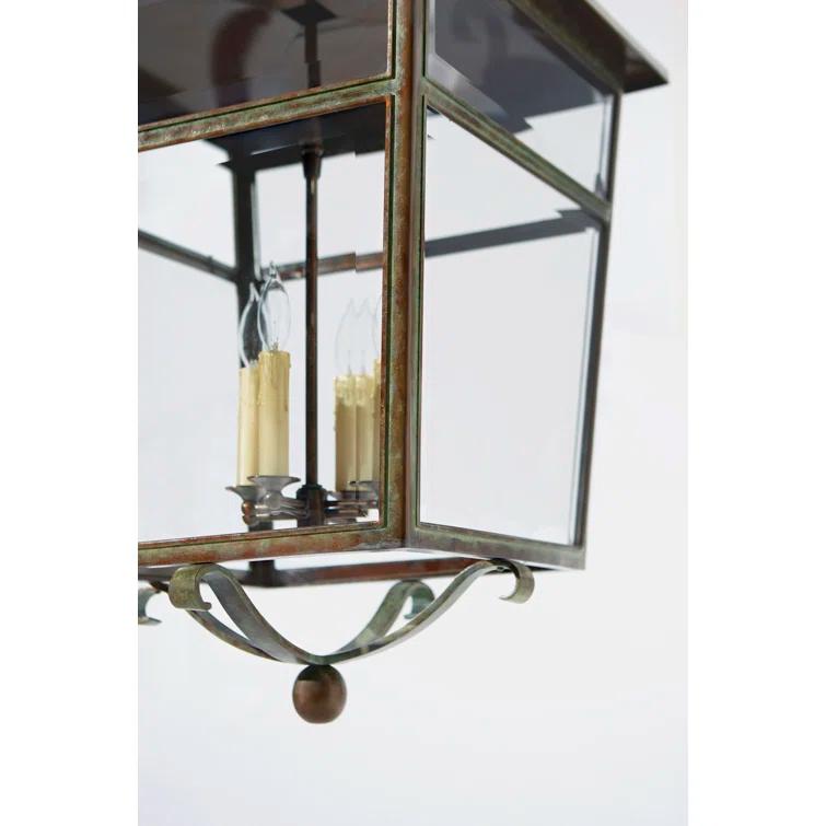 French Rust 4-Light Glass Outdoor Pendant