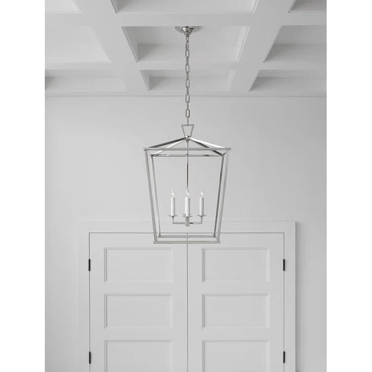 Darlana Medium Polished Nickel 4-Light Iron Lantern Chandelier
