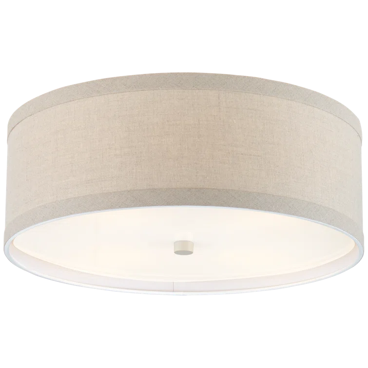 Walker Elegance 7.5'' Light Cream Drum Ceiling Light with Linen Shade