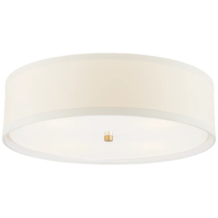 Walker 24" Burnished Silver Leaf Drum Ceiling Light with Cream Linen Shade