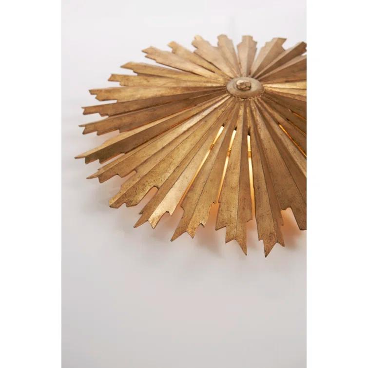 Sunburst Silver Leaf 27.5" LED Semi Flush Mount Light