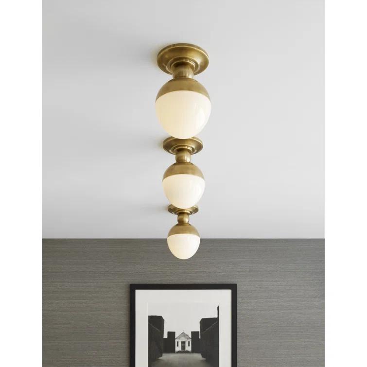 Hand-Rubbed Antique Brass and Glass Flush Mount Light