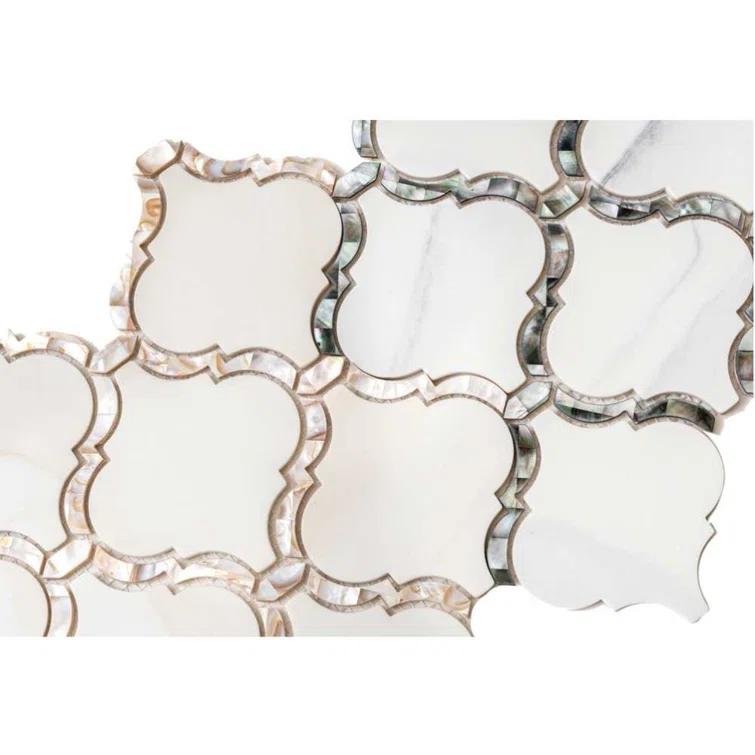 Tahitian Pearl 14" x 14.5" Glass Satin Mosaic Wall Tile