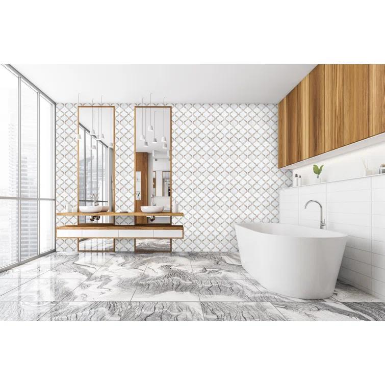 Tahitian Pearl 14" x 14.5" Glass Satin Mosaic Wall Tile