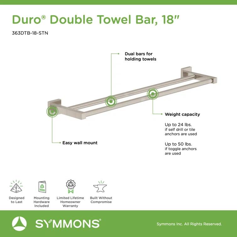 Duro 18" Wall Mounted Double Towel Bar