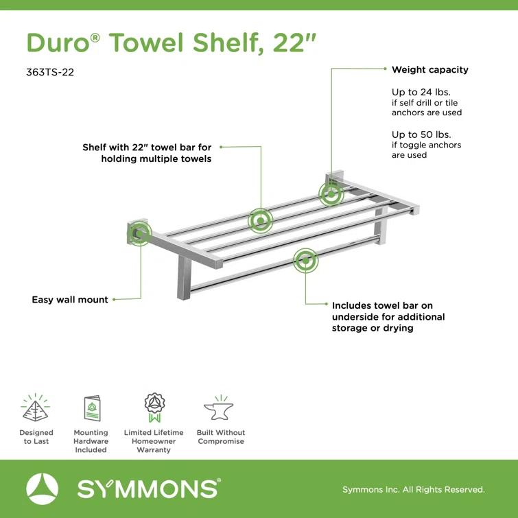 Duro 22 Inch Wall Mounted Towel Shelf