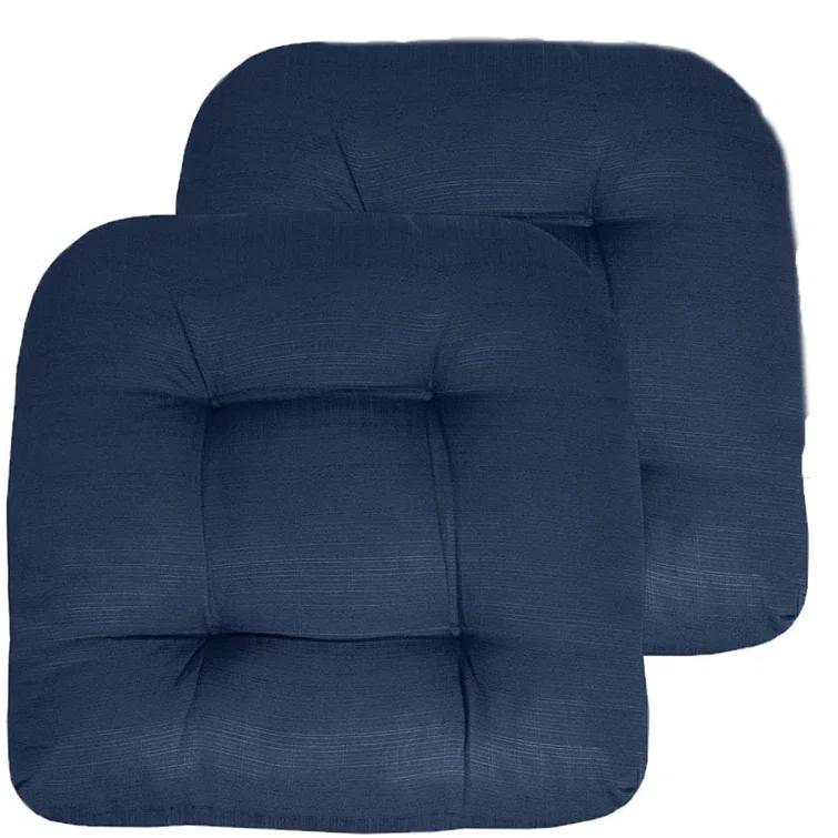 Premium Patio Tufted Outdoor Solid Chair Cushions, 19" x 19"