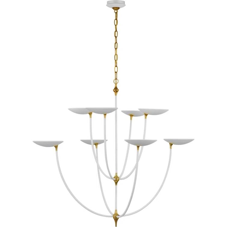 Keira Matte White and Brass 8-Light LED Chandelier