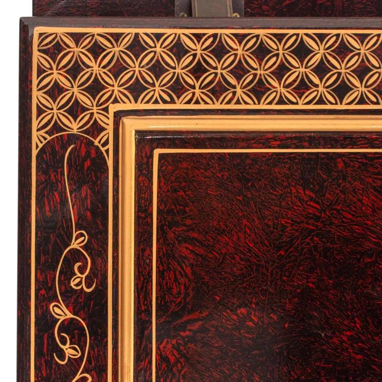 Oriental Furniture Red Lacquer Trunk - Landscape