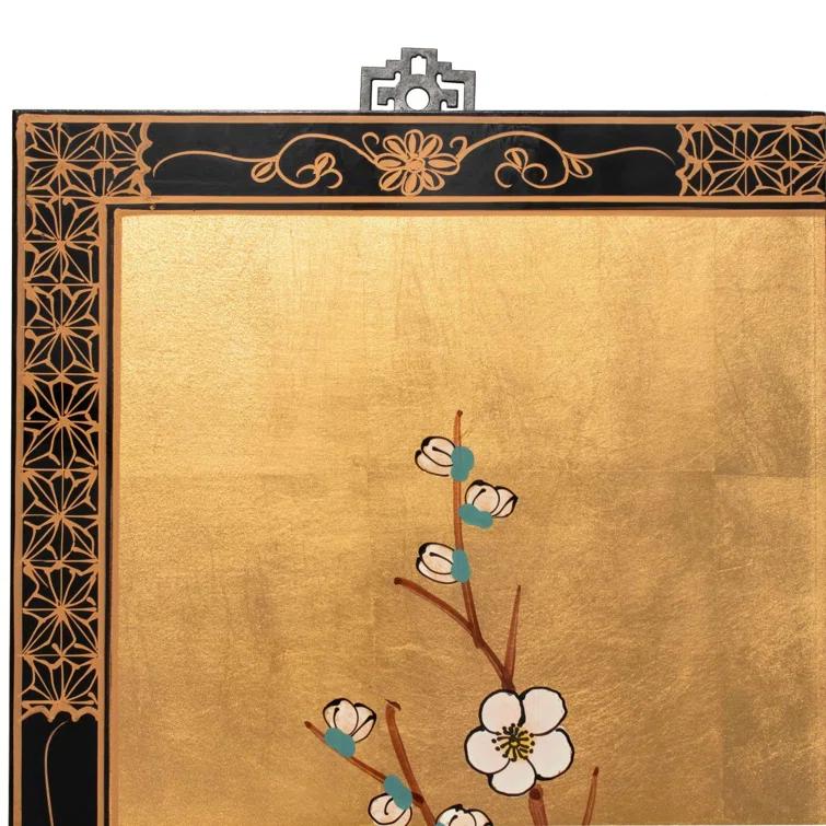 Oriental Furniture Cherry Blossom 36" H x 12" W 4 - Piece Wall Décor