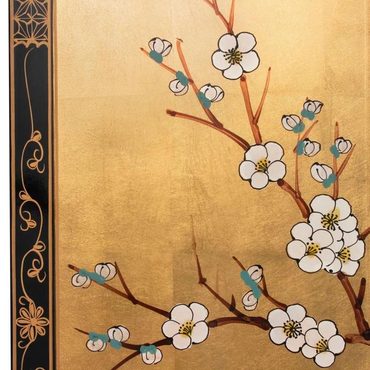 Oriental Furniture Cherry Blossom 36" H x 12" W 4 - Piece Wall Décor