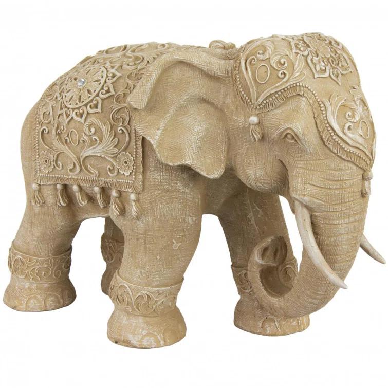 Oriental Furniture 20" Ivory Elephant Statue