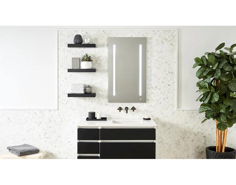 Robern AC2440D4P1L AiO Recessed Frameless Medicine Cabinet with 6 Adjustable Shelves and LED Lighting