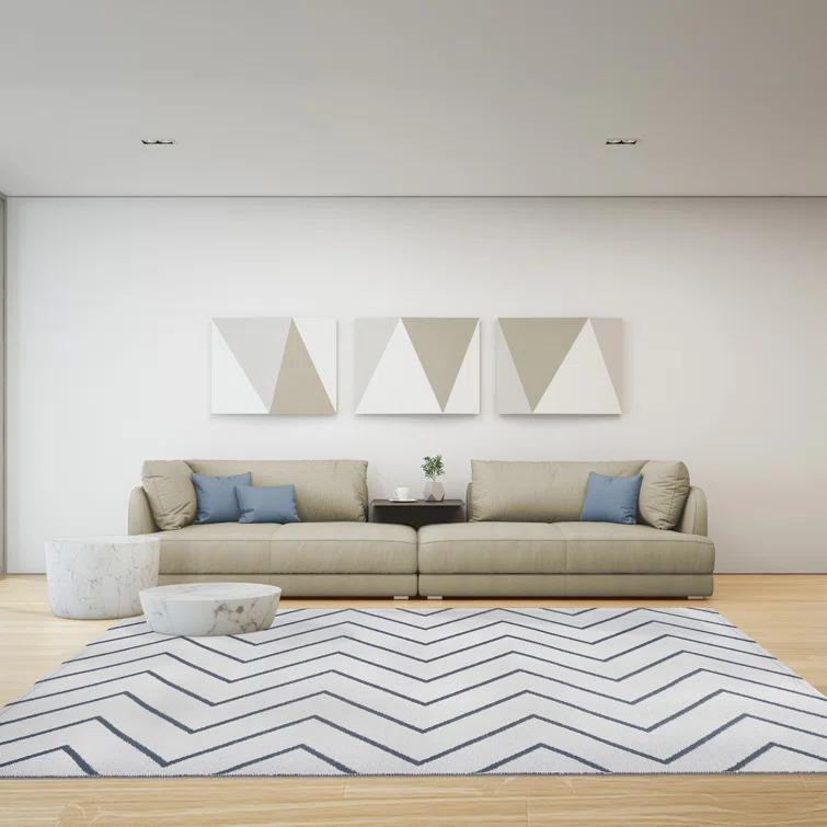 Kent Modern Chevron Zig-Zag Indoor/ Outdoor Area Rug By Haus & Home Ivory