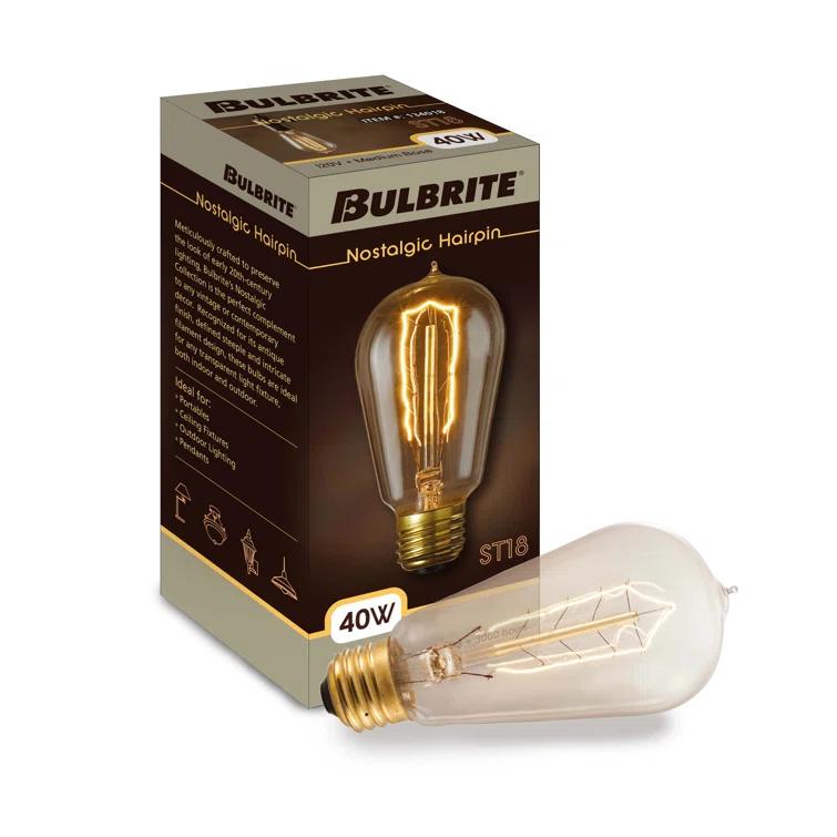 40 Watt Dimmable Amber ST18 Nostalgic Hairpin Incandescent Light Bulbs with Medium (E26) Base