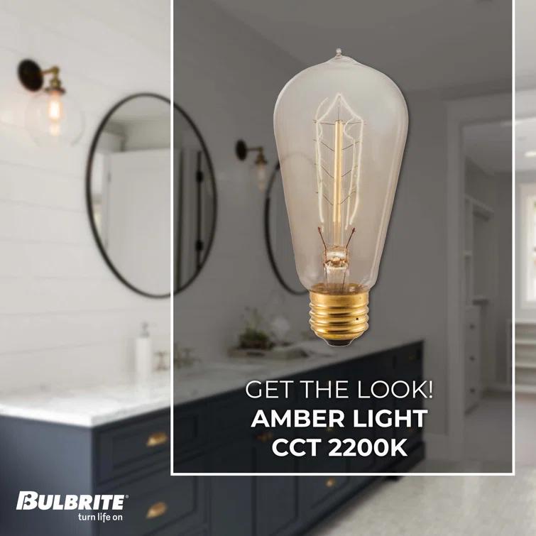 40 Watt Dimmable Amber ST18 Nostalgic Hairpin Incandescent Light Bulbs with Medium (E26) Base